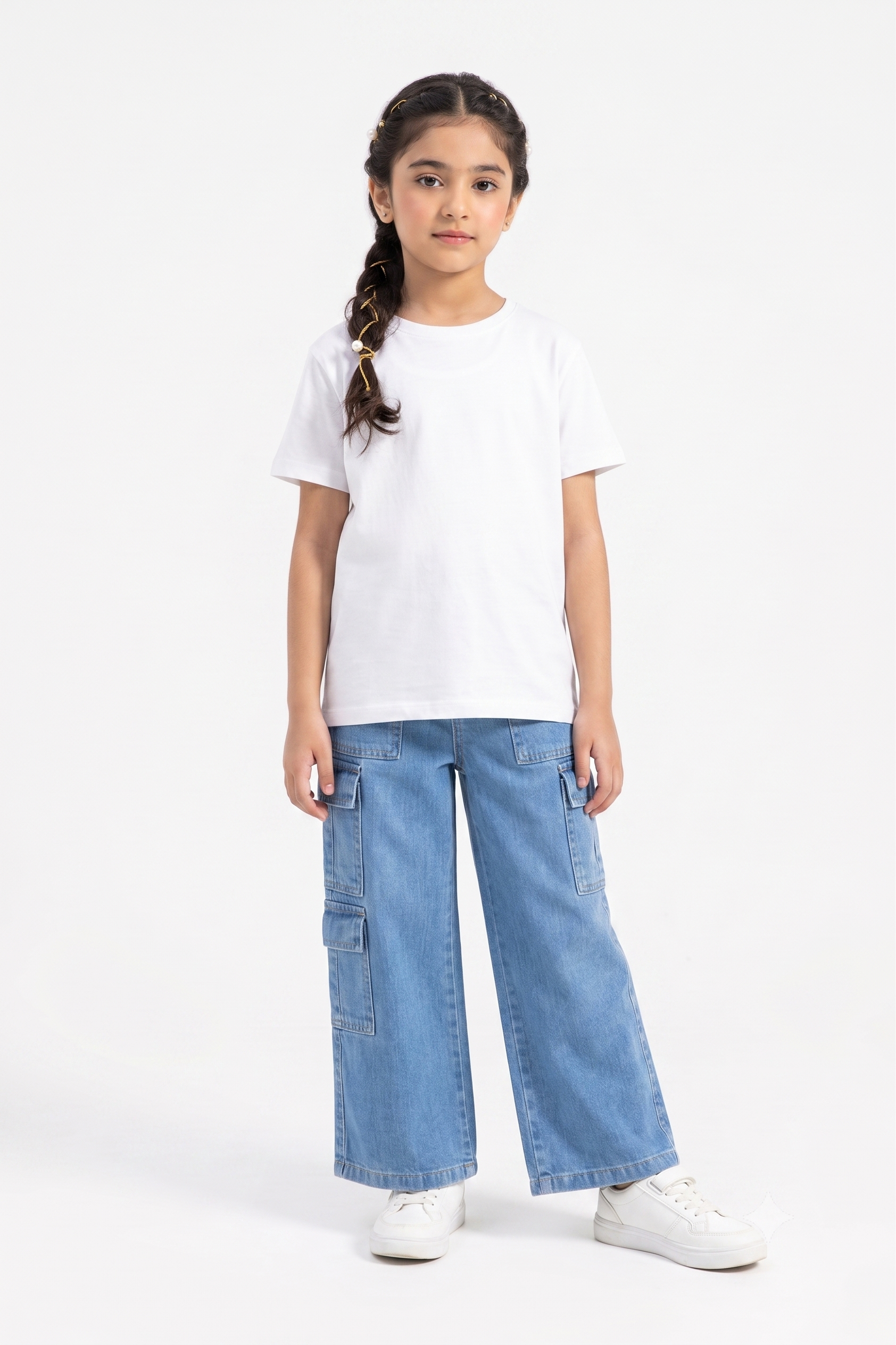 Light Blue 3 Pocket Cargo Wide Leg Jeans