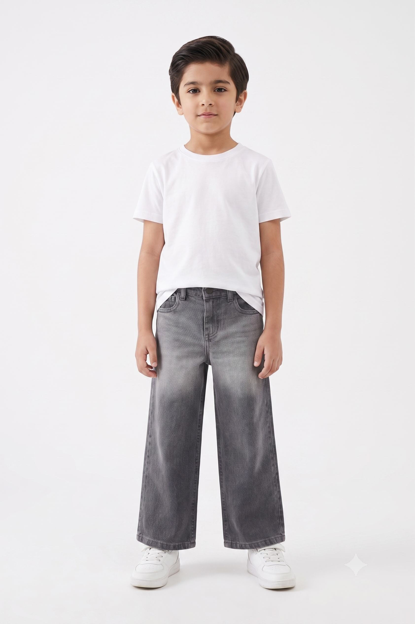 Grey Dual Tone Wide Leg Jeans