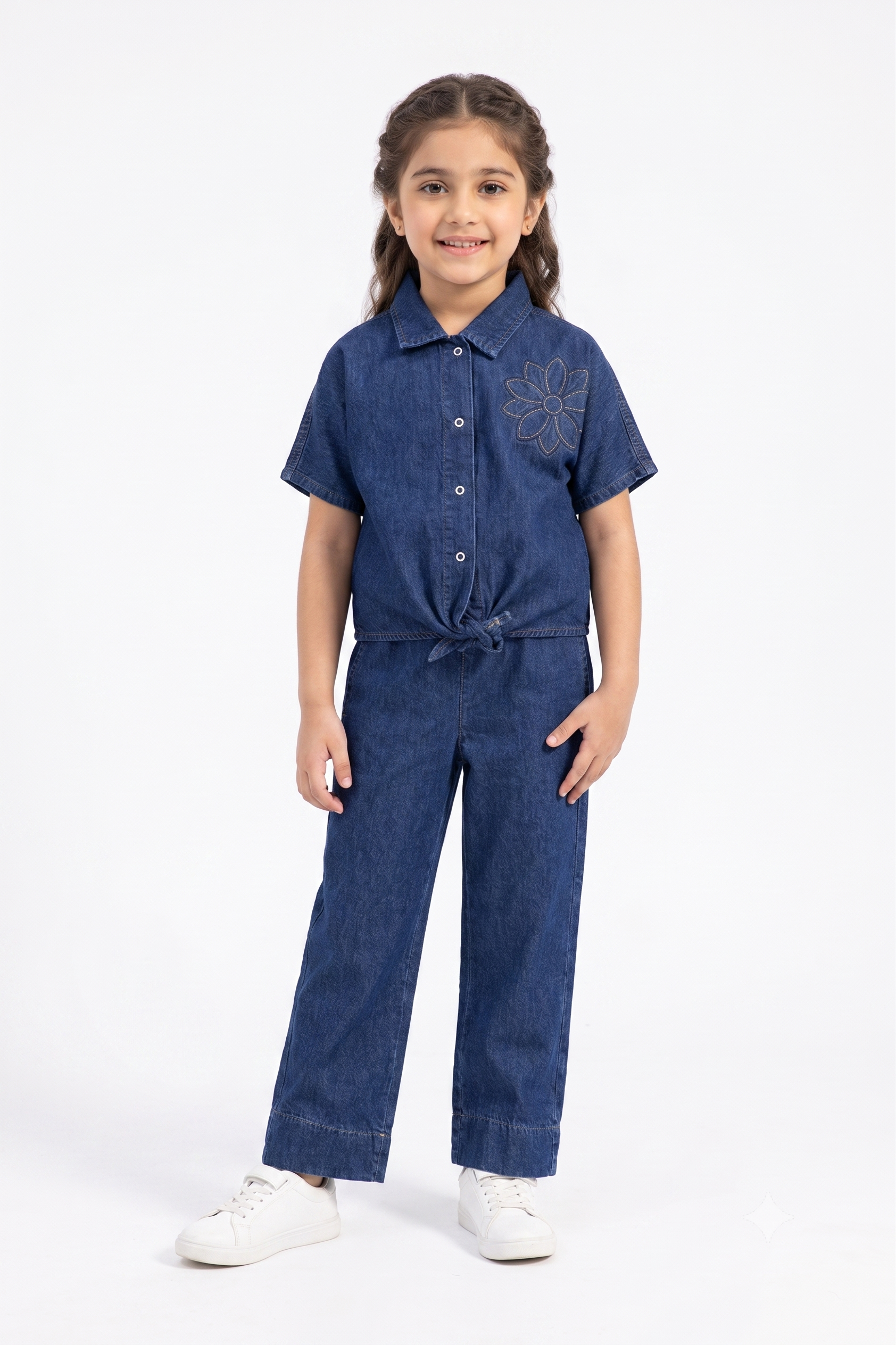 Girls Denim Embroidered Co-ord Set
