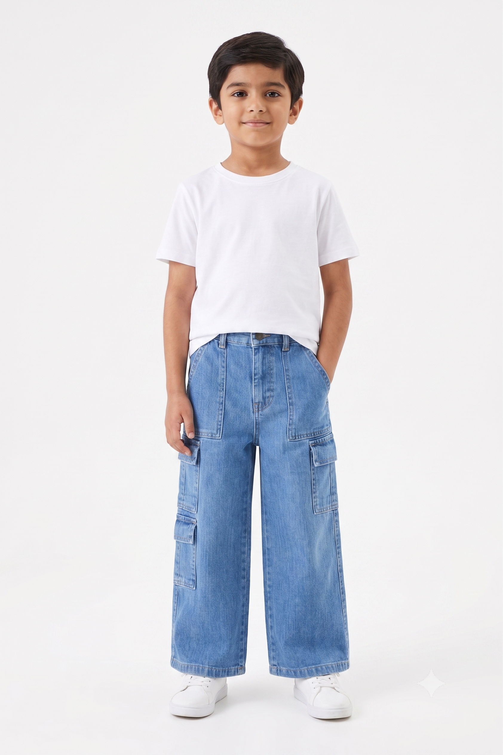 Light Blue 3 Pocket Cargo Wide Leg Jeans