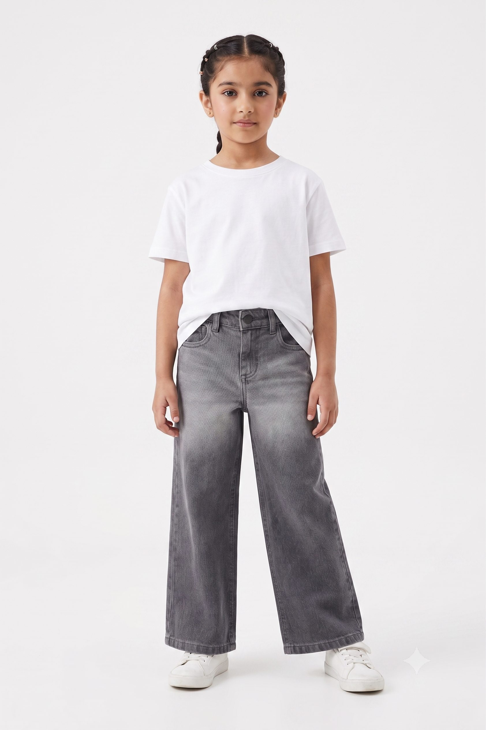 Grey Dual Tone Wide Leg Jeans