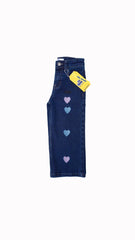Girls' Embellished Dark Blue Flared Jeans – Playful & Fashionable - Little Threads