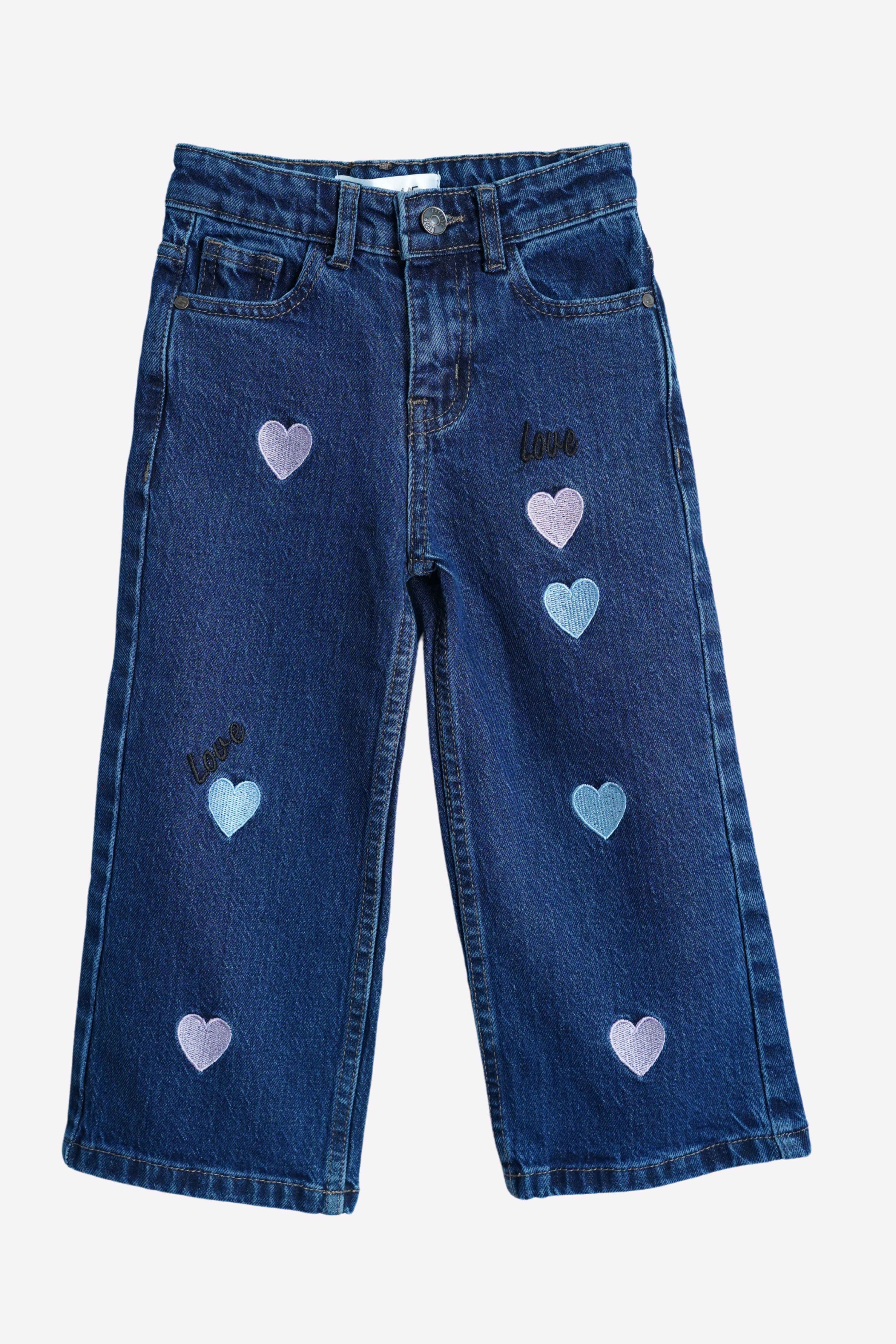 Girls Embellished Mid Blue Flared Jeans – Fun & Comfortable Fit