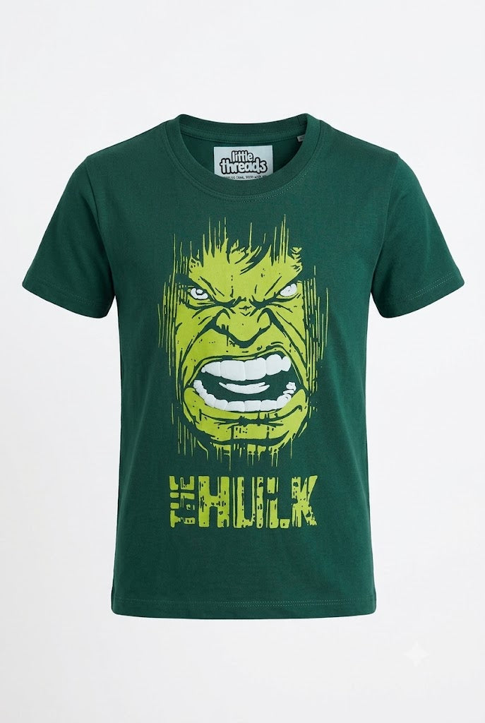 Boys Hulk Puff Printed Green Tee