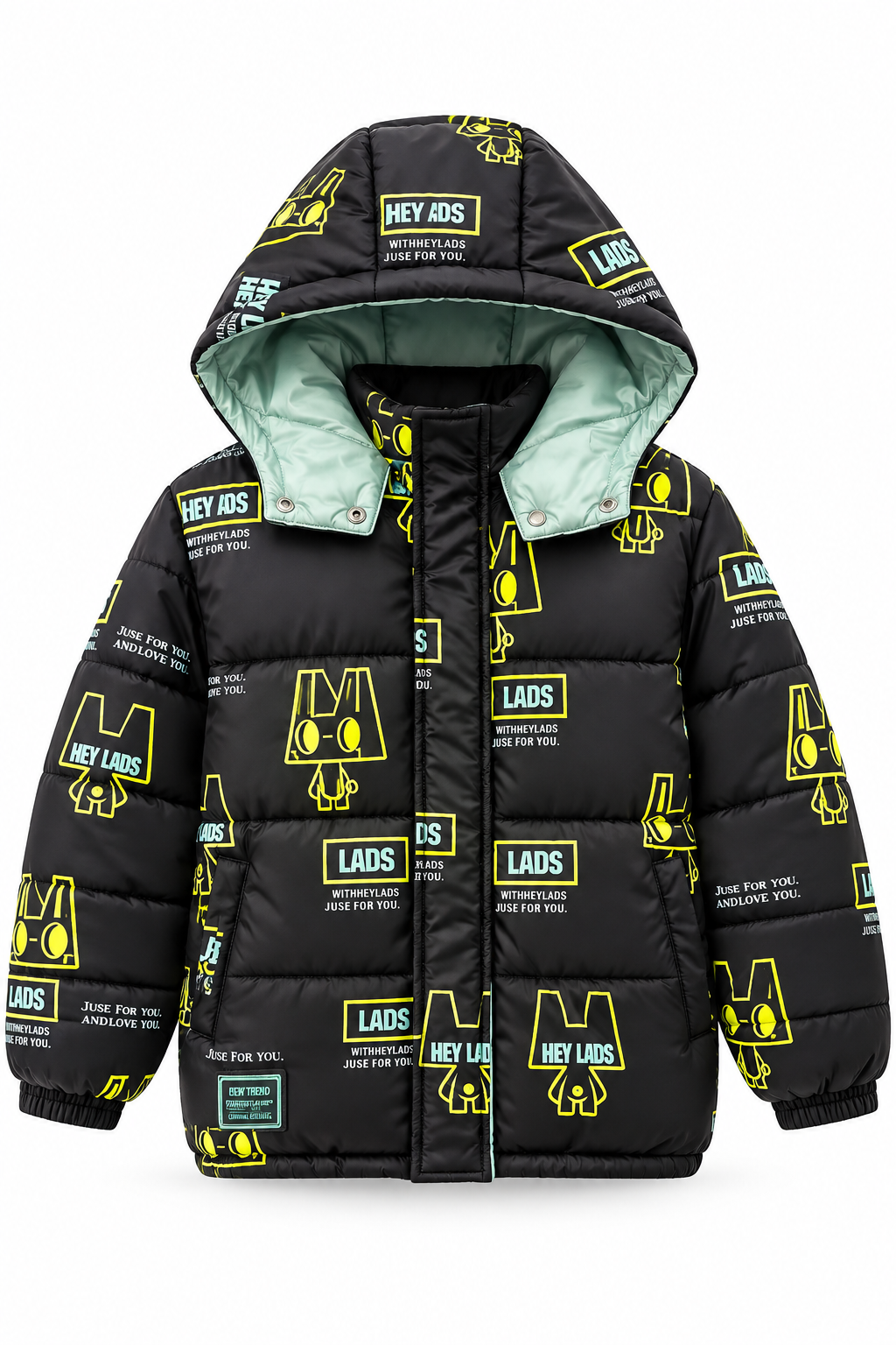Little Threads black graphic hooded puffer jacket for kids
