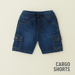 Boys Dark Blue Cargo Shorts – Relaxed Fit with Pockets