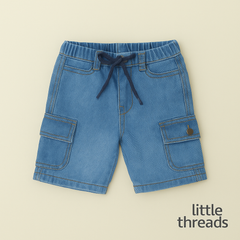 Boys Light Blue Cargo Shorts – Relaxed Fit with Pockets
