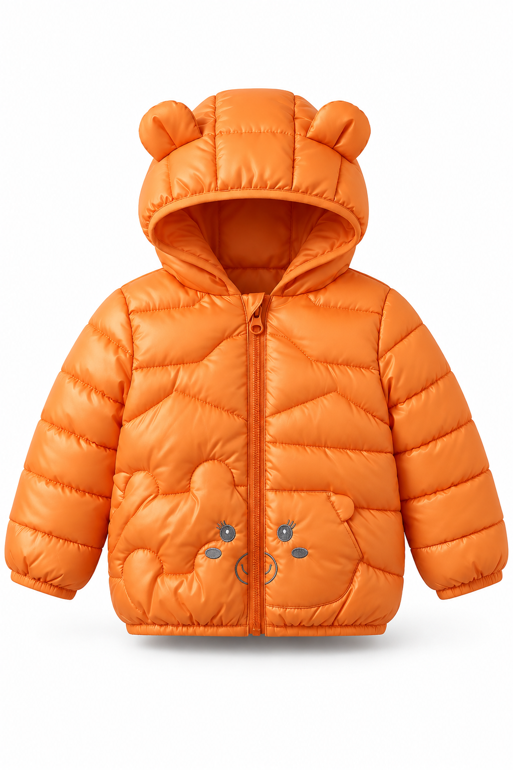 Little Threads Tangerine Teddy Puffer Jacket for kids